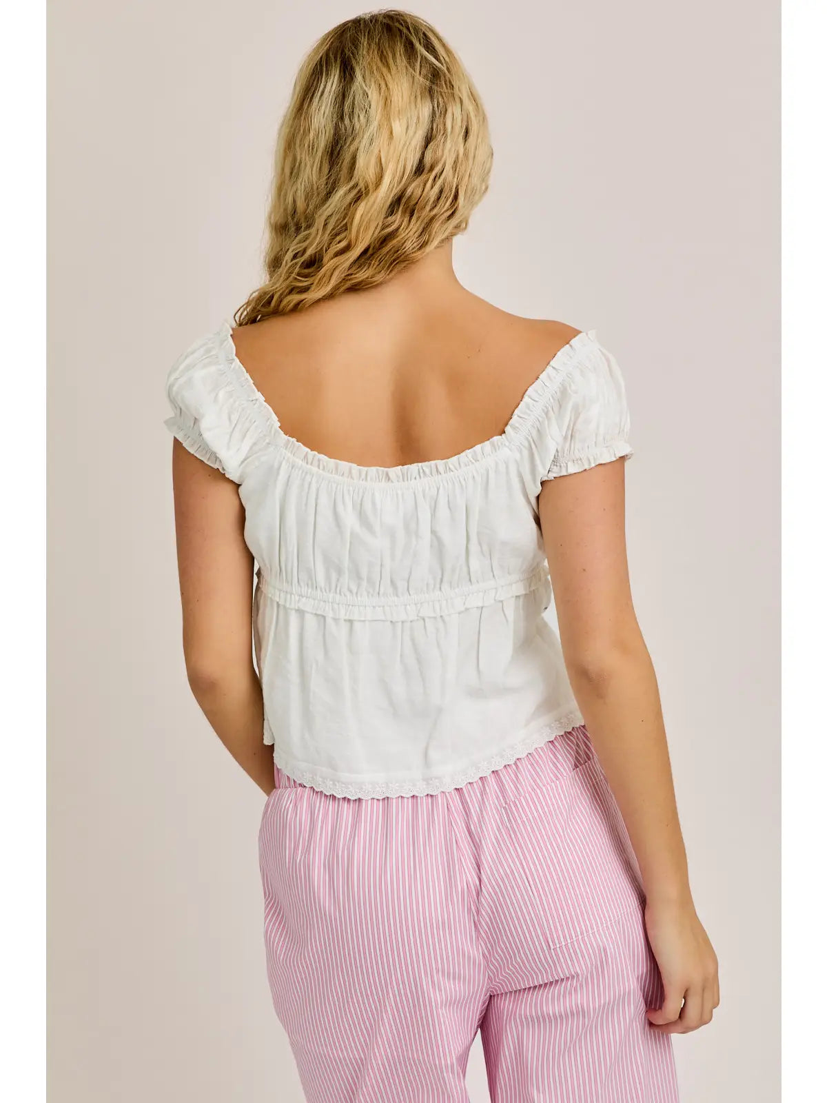 Cap Sleeve Square Neck Pleated Detail Open Top